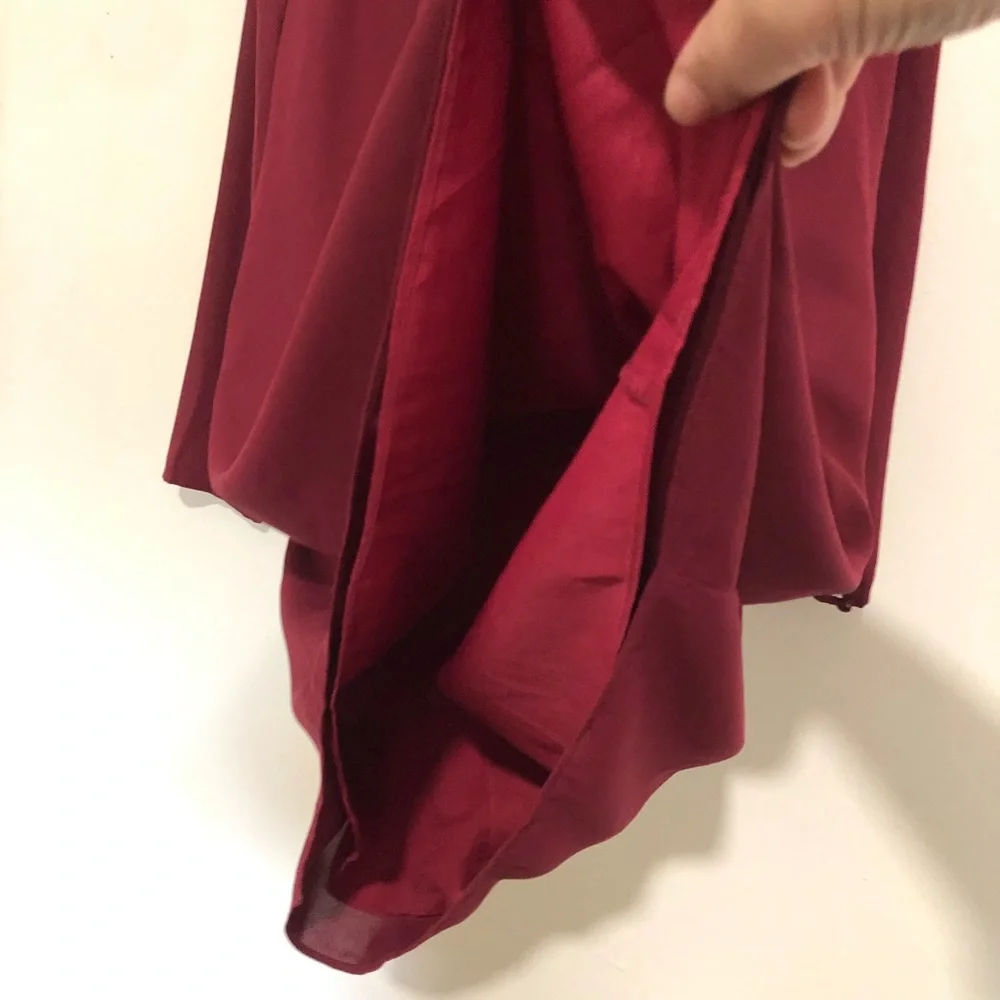 🔴Beautiful Burgundy Square Neck Long sleeve Mini Dress embroider shoulder sizeS - Picture 7 of 14